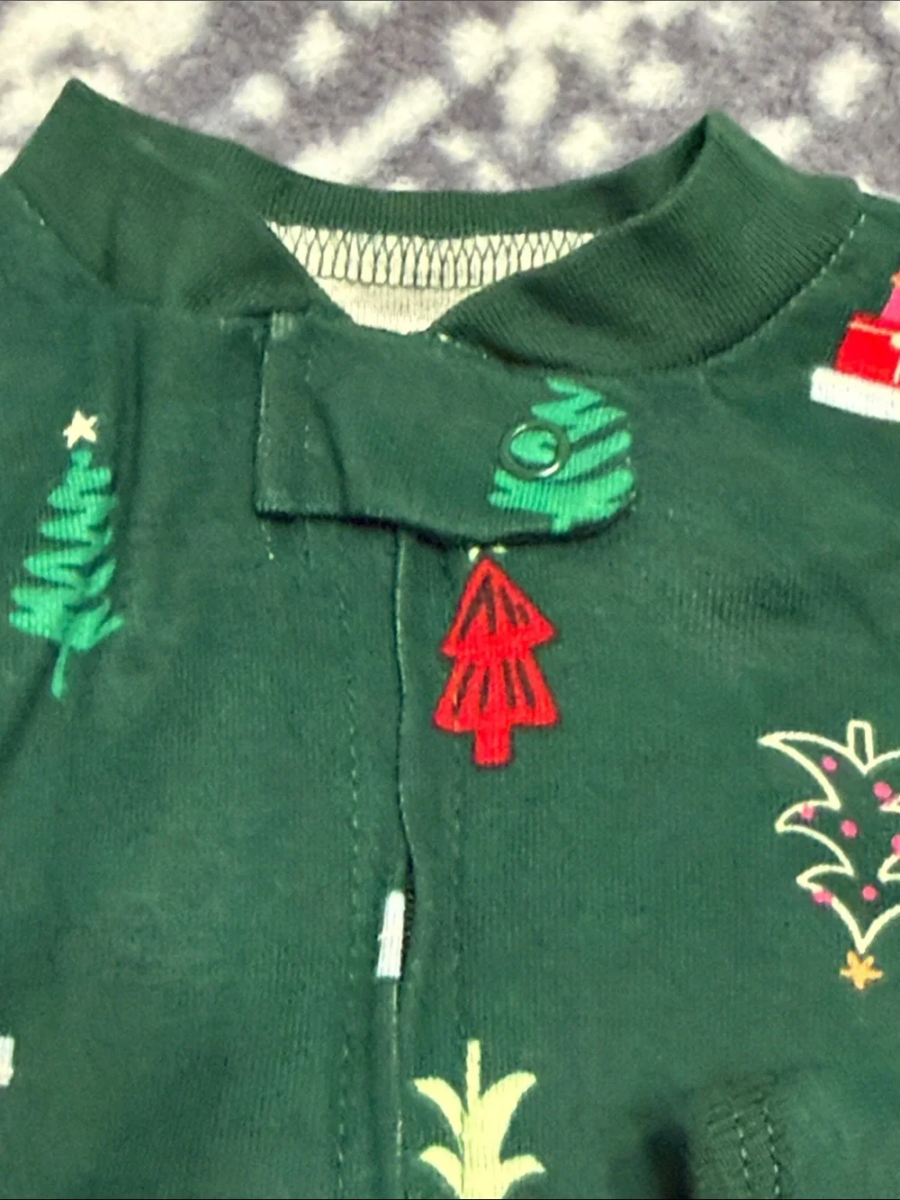 Carter's Dark Green Holiday Tree & Gift Footed One-Piece
